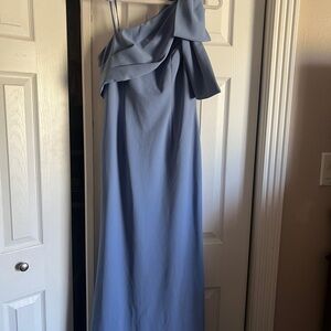 Adrianna Papell One-Shoulder Gown in Dusty Blue